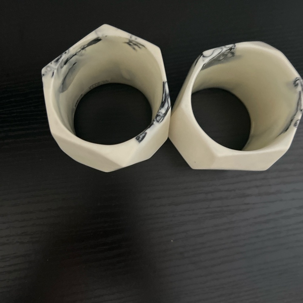Dinosaur Designs Gem Bangle white marble black grey resin bracelet - Picture 2 of 8
